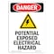 Signmission Safety Sign, OSHA Danger, 5" Height, Potential Exposed, Portrait OS-DS-D-35-V-2222 - alternate 1